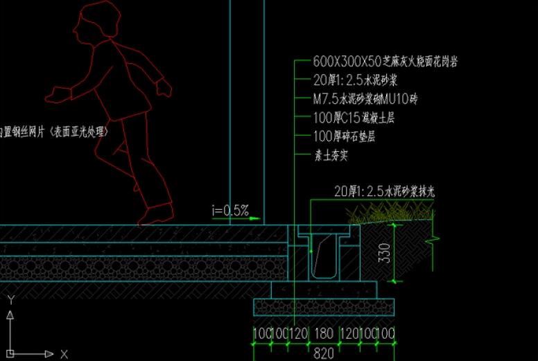 標準籃球場施工圖及籃球架、排水溝圖紙