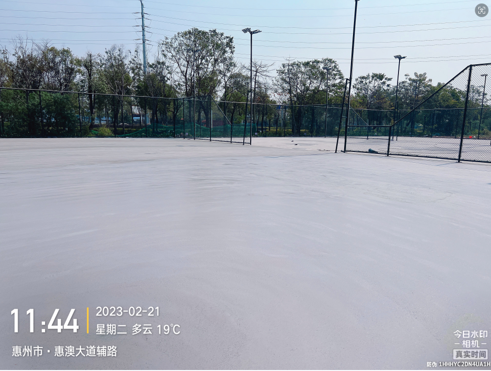 惠州網(wǎng)球場基礎(chǔ)、圍網(wǎng)、燈具、球場面層整體施工工程